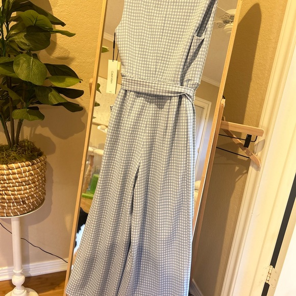Blue Gingham Sleeveless Jumpsuit - Picture 3 of 4